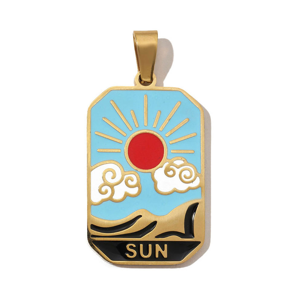 6pcs/pack French Retro 24 Tarot Card Stainless Steel DIY Pendant Enamel Empress Earring DIY Charm Wholesale Star Moon Jewelry