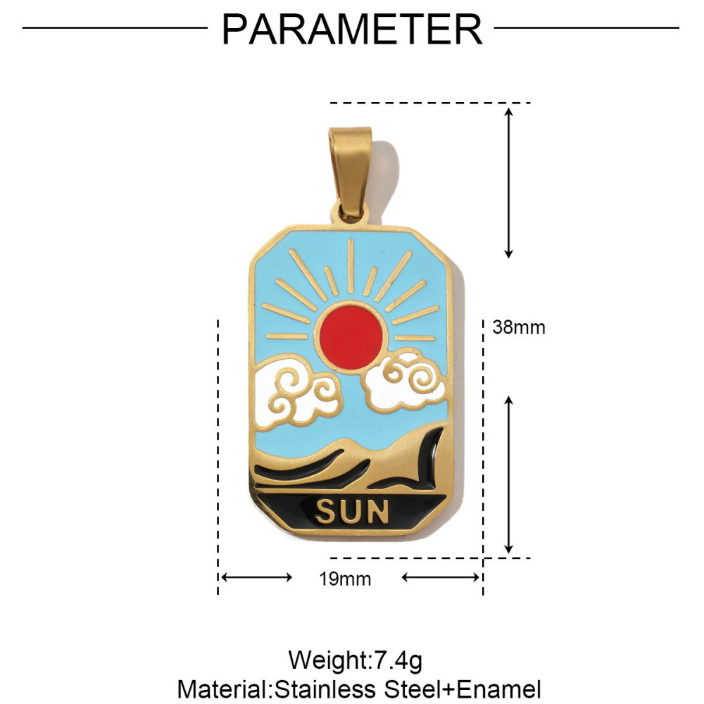 6pcs/pack French Retro 24 Tarot Card Stainless Steel DIY Pendant Enamel Empress Earring DIY Charm Wholesale Star Moon Jewelry
