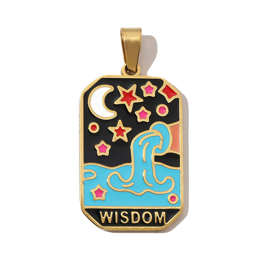 6pcs/pack French Retro 24 Tarot Card Stainless Steel DIY Pendant Enamel Empress Earring DIY Charm Wholesale Star Moon Jewelry