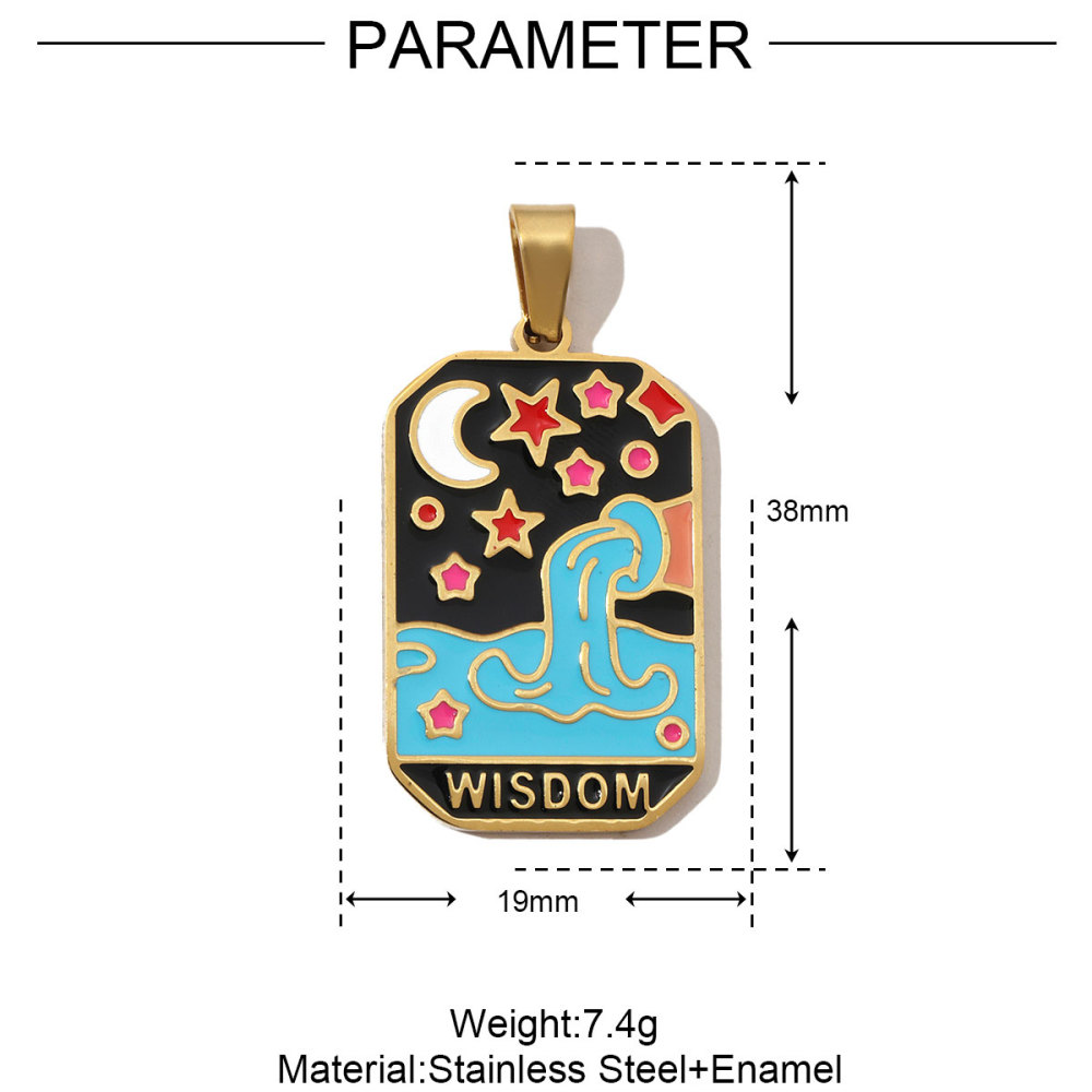 6pcs/pack French Retro 24 Tarot Card Stainless Steel DIY Pendant Enamel Empress Earring DIY Charm Wholesale Star Moon Jewelry