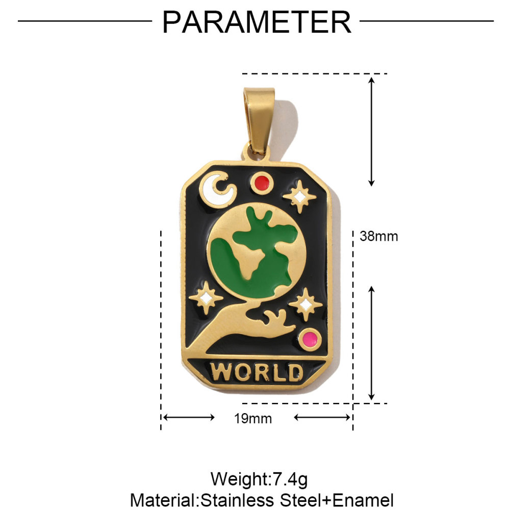 6pcs/pack French Retro 24 Tarot Card Stainless Steel DIY Pendant Enamel Empress Earring DIY Charm Wholesale Star Moon Jewelry