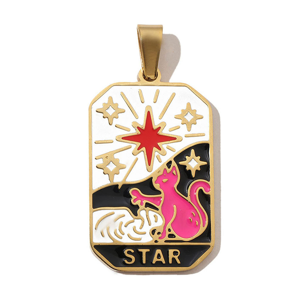 6pcs/pack French Retro 24 Tarot Card Stainless Steel DIY Pendant Enamel Empress Earring DIY Charm Wholesale Star Moon Jewelry