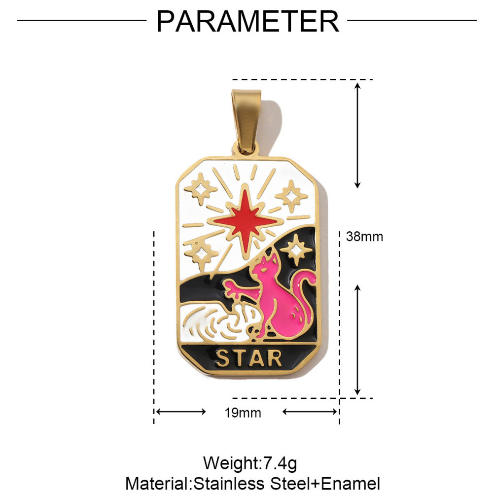 6pcs/pack French Retro 24 Tarot Card Stainless Steel DIY Pendant Enamel Empress Earring DIY Charm Wholesale Star Moon Jewelry