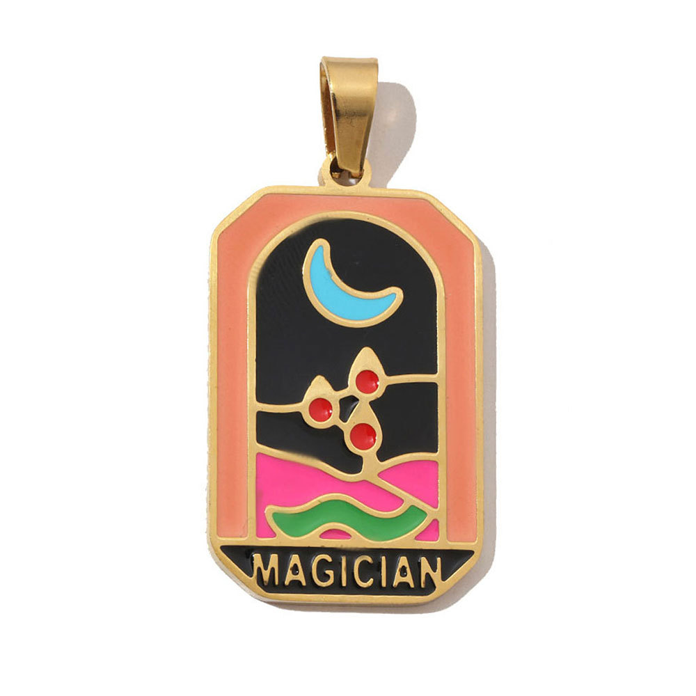 6pcs/pack French Retro 24 Tarot Card Stainless Steel DIY Pendant Enamel Empress Earring DIY Charm Wholesale Star Moon Jewelry