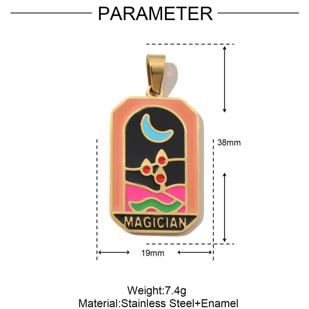 6pcs/pack French Retro 24 Tarot Card Stainless Steel DIY Pendant Enamel Empress Earring DIY Charm Wholesale Star Moon Jewelry