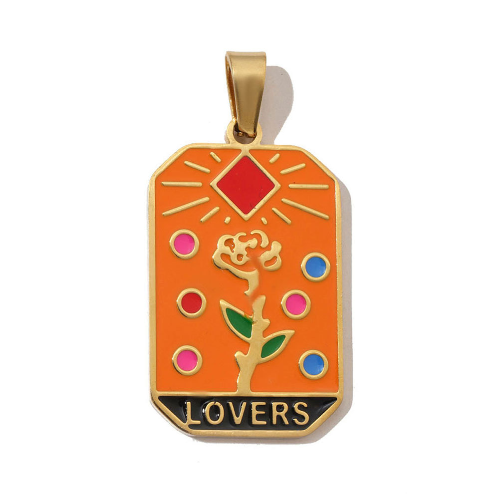6pcs/pack French Retro 24 Tarot Card Stainless Steel DIY Pendant Enamel Empress Earring DIY Charm Wholesale Star Moon Jewelry