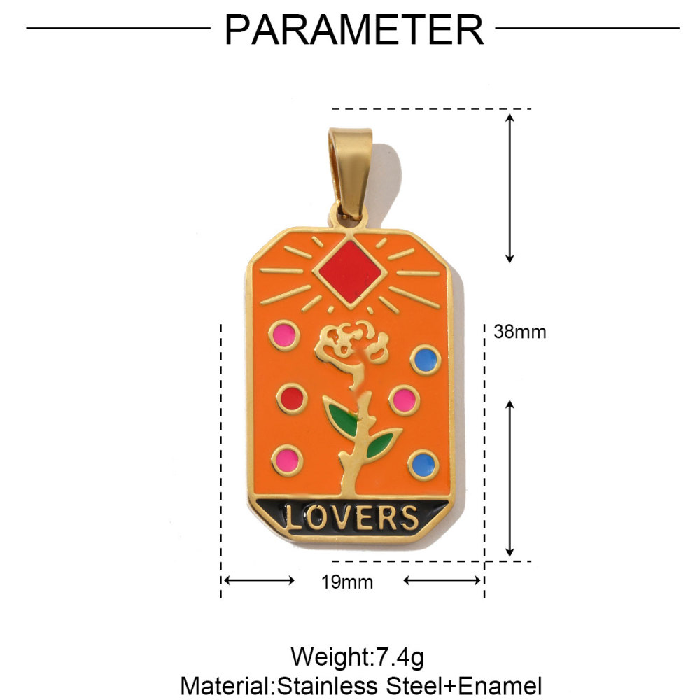 6pcs/pack French Retro 24 Tarot Card Stainless Steel DIY Pendant Enamel Empress Earring DIY Charm Wholesale Star Moon Jewelry