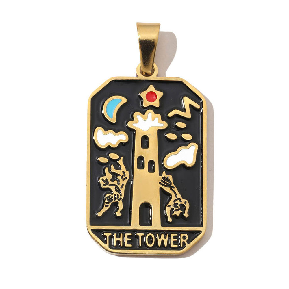 6pcs/pack French Retro 24 Tarot Card Stainless Steel DIY Pendant Enamel Empress Earring DIY Charm Wholesale Star Moon Jewelry