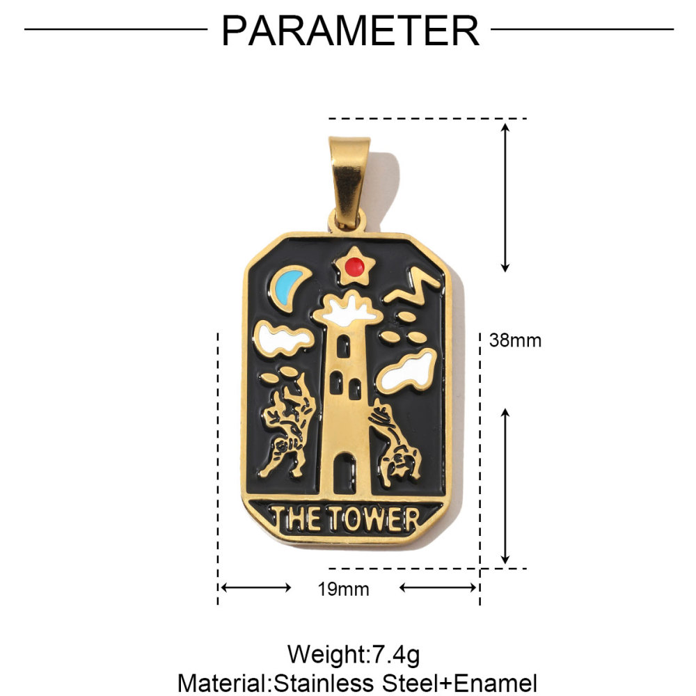 6pcs/pack French Retro 24 Tarot Card Stainless Steel DIY Pendant Enamel Empress Earring DIY Charm Wholesale Star Moon Jewelry
