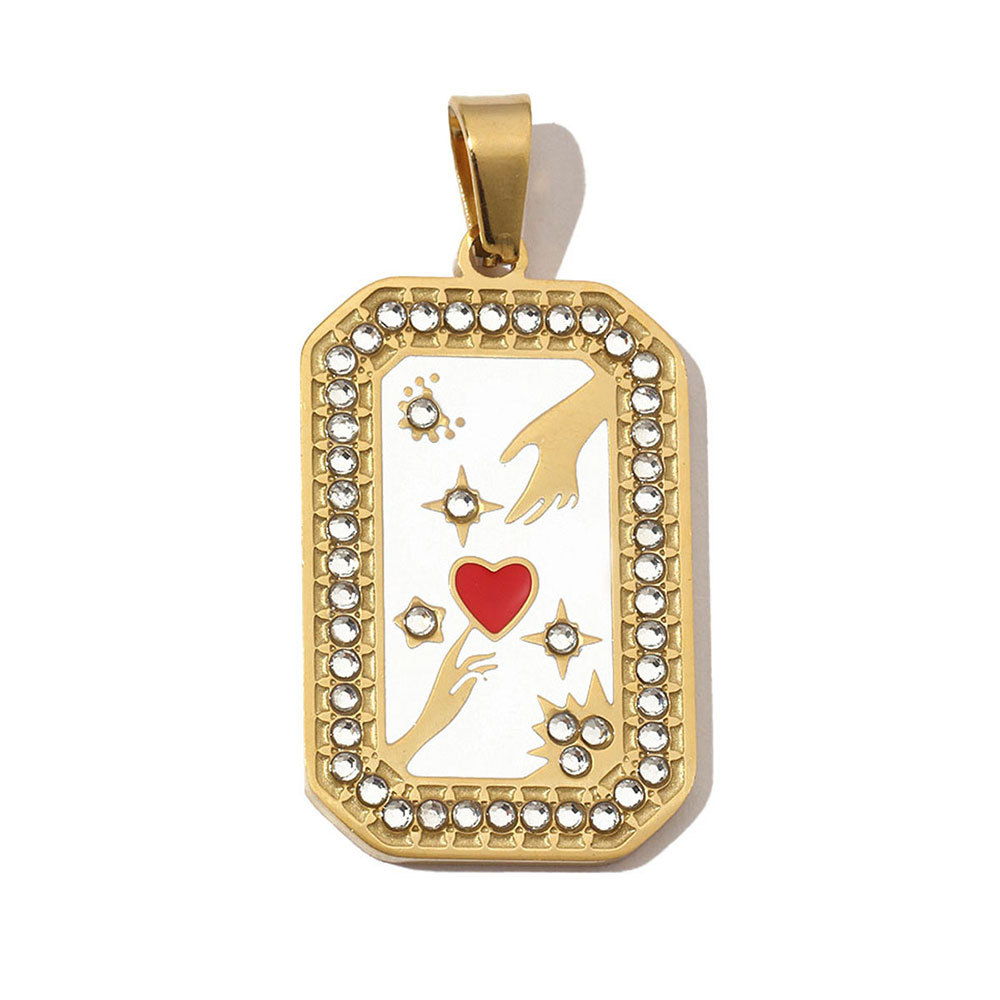 6pcs/pack French Stone Tarot Card Stainless Steel Necklace Pendant Women Enamel Sun Star Moon DIY Charms Eye Hand Jewelry