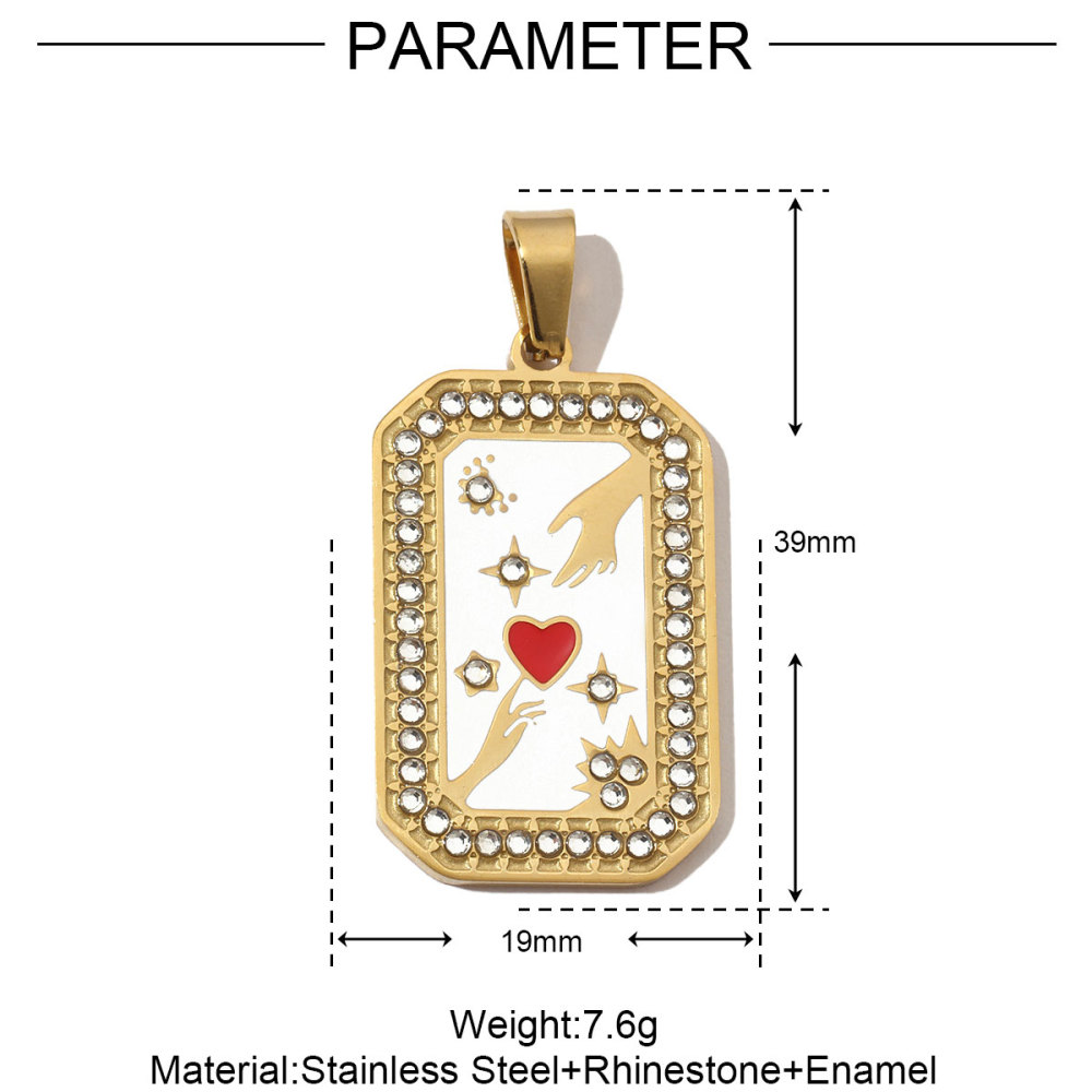 6pcs/pack French Stone Tarot Card Stainless Steel Necklace Pendant Women Enamel Sun Star Moon DIY Charms Eye Hand Jewelry