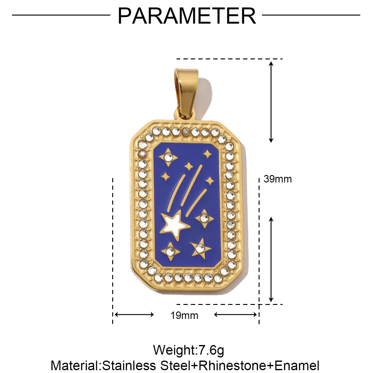6pcs/pack French Stone Tarot Card Stainless Steel Necklace Pendant Women Enamel Sun Star Moon DIY Charms Eye Hand Jewelry