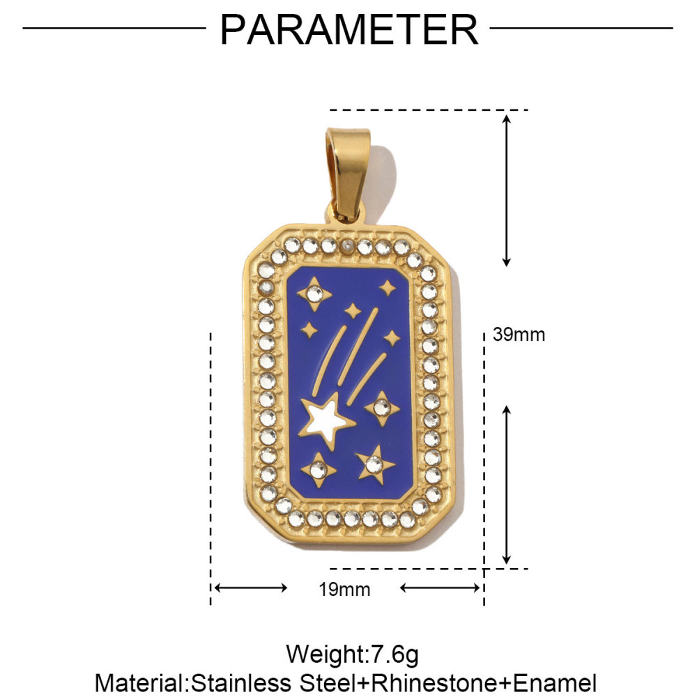 6pcs/pack French Stone Tarot Card Stainless Steel Necklace Pendant Women Enamel Sun Star Moon DIY Charms Eye Hand Jewelry