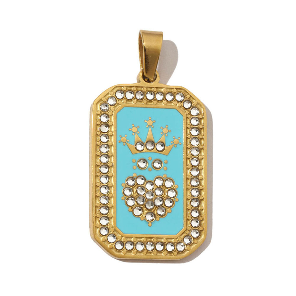 6pcs/pack French Stone Tarot Card Stainless Steel Necklace Pendant Women Enamel Sun Star Moon DIY Charms Eye Hand Jewelry