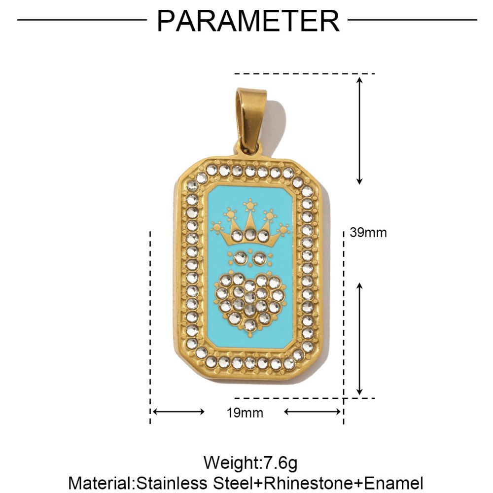 6pcs/pack French Stone Tarot Card Stainless Steel Necklace Pendant Women Enamel Sun Star Moon DIY Charms Eye Hand Jewelry