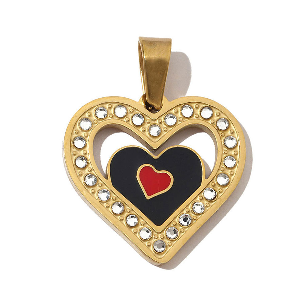 6pcs/pack French Stone Hamsa Hand Eye Stainless Steel Necklace Pendant Women Enamel Heart Cross Earring DIY Charms Moon Jewelry
