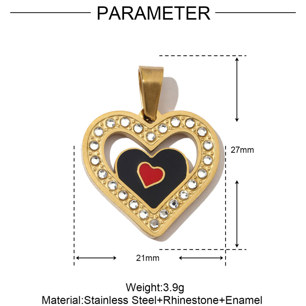 6pcs/pack French Stone Hamsa Hand Eye Stainless Steel Necklace Pendant Women Enamel Heart Cross Earring DIY Charms Moon Jewelry