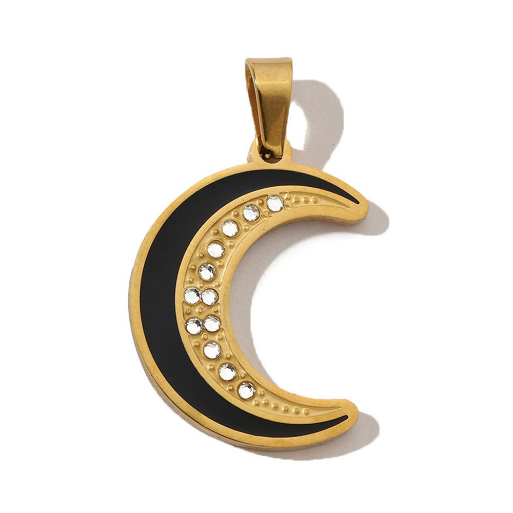 6pcs/pack French Stone Hamsa Hand Eye Stainless Steel Necklace Pendant Women Enamel Heart Cross Earring DIY Charms Moon Jewelry