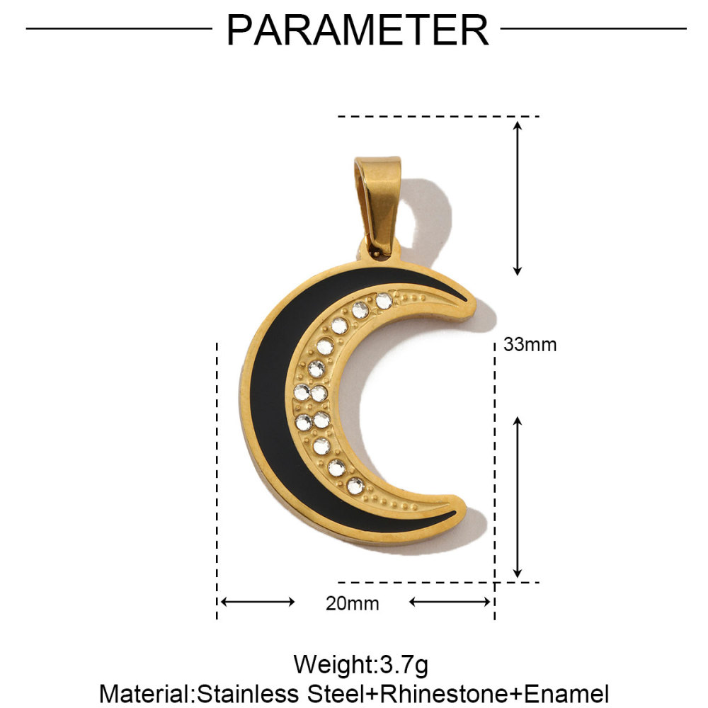 6pcs/pack French Stone Hamsa Hand Eye Stainless Steel Necklace Pendant Women Enamel Heart Cross Earring DIY Charms Moon Jewelry