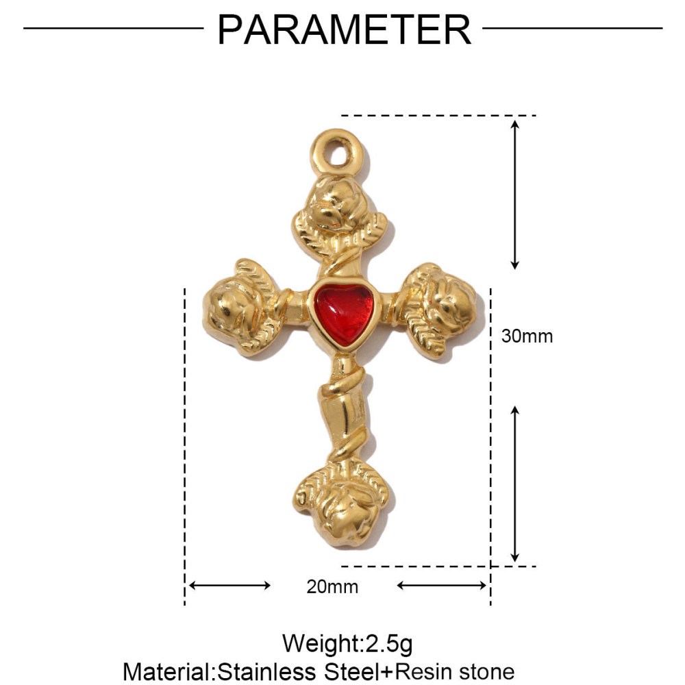 6pcs/pack French Stone Hamsa Hand Eye Stainless Steel Necklace Pendant Women Enamel Heart Cross Earring DIY Charms Moon Jewelry