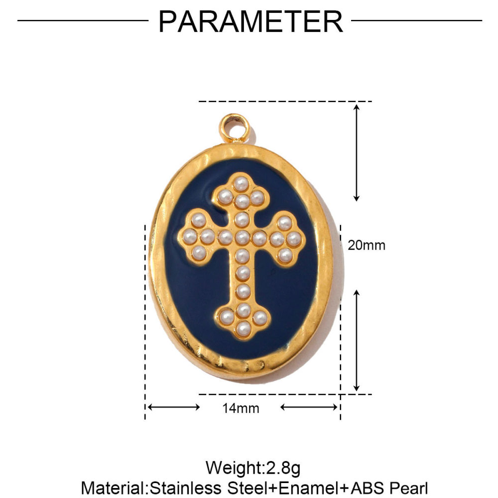 6pcs/pack French Stone Hamsa Hand Eye Stainless Steel Necklace Pendant Women Enamel Heart Cross Earring DIY Charms Moon Jewelry