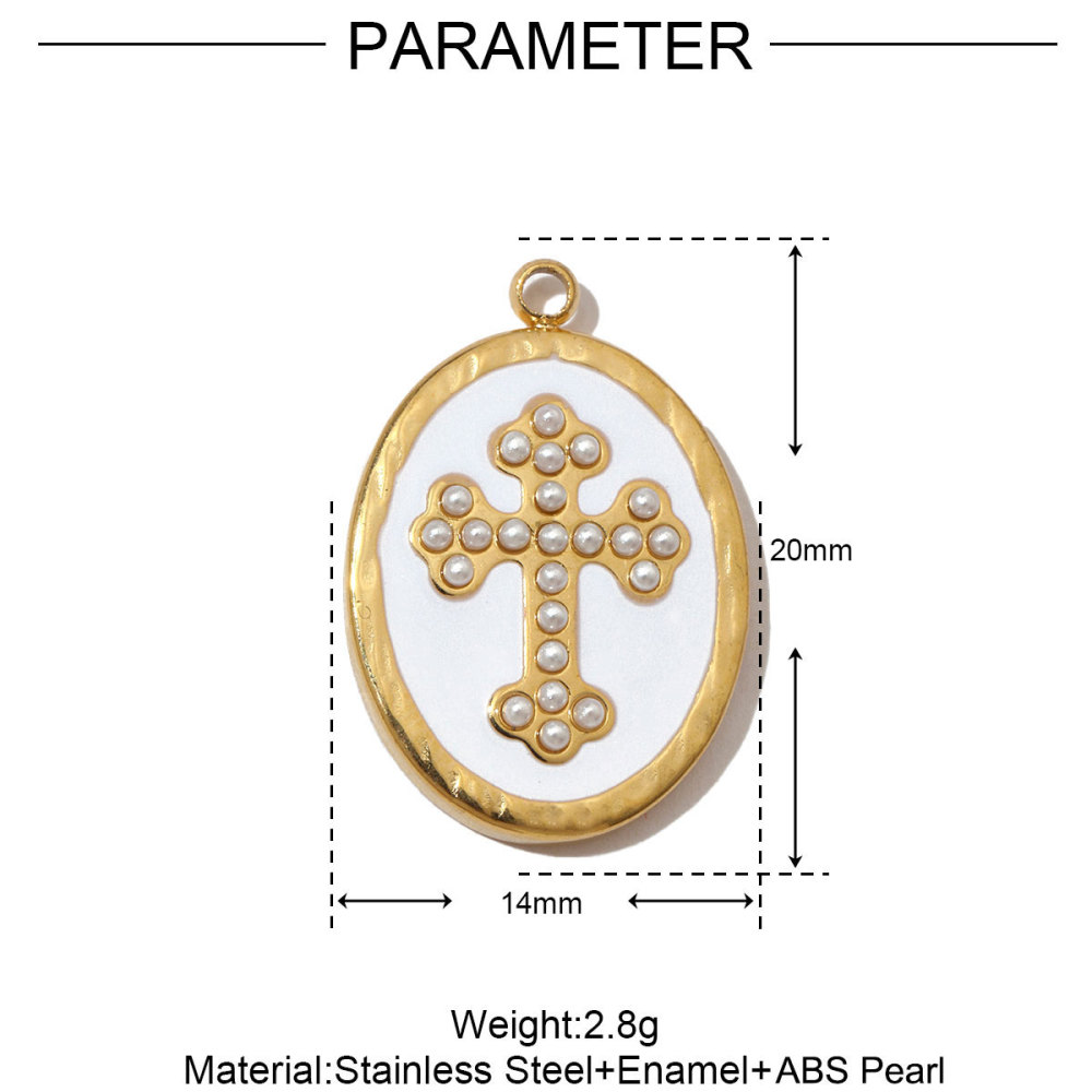 6pcs/pack French Stone Hamsa Hand Eye Stainless Steel Necklace Pendant Women Enamel Heart Cross Earring DIY Charms Moon Jewelry