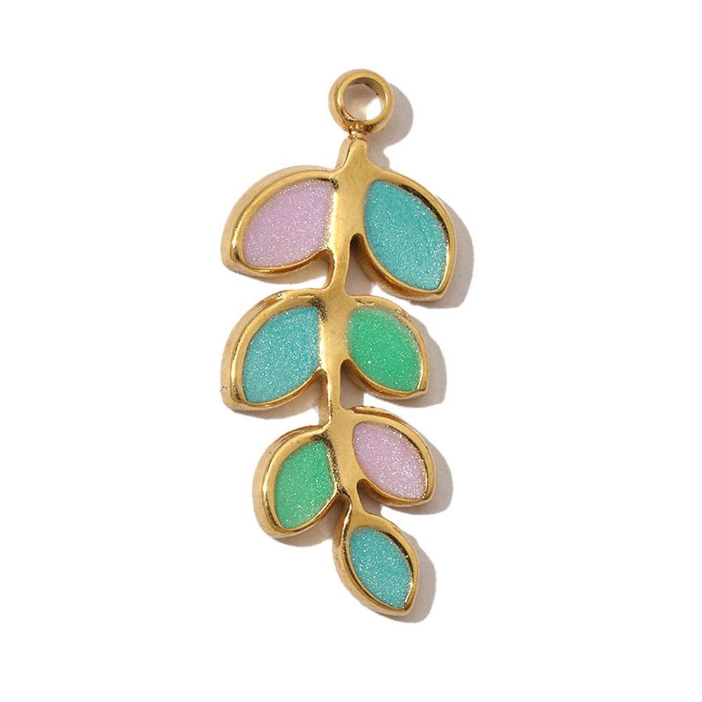 6pcs/pack French Pearl Flower Stainless Steel Necklace Pendant Women Lotus Ginkgo Maple Leaf Earring DIY Charms Daisy Jewelry