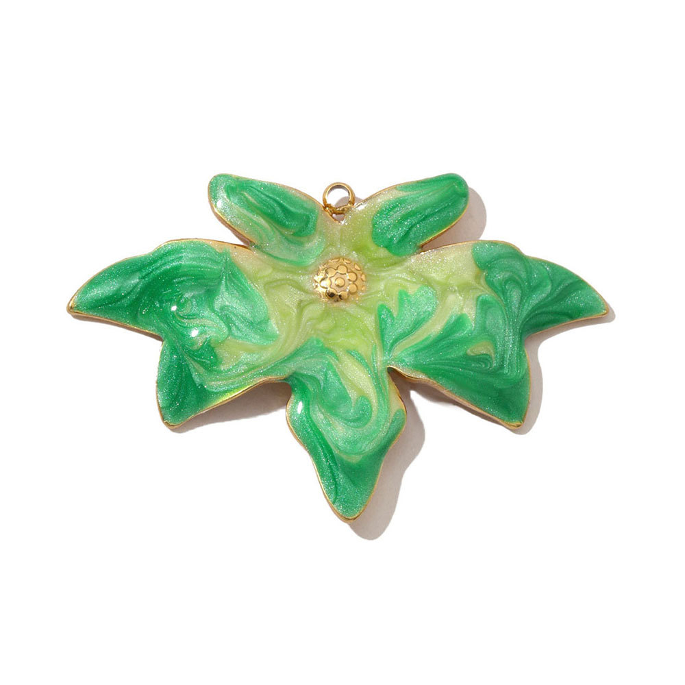 6pcs/pack French Pearl Flower Stainless Steel Necklace Pendant Women Lotus Ginkgo Maple Leaf Earring DIY Charms Daisy Jewelry