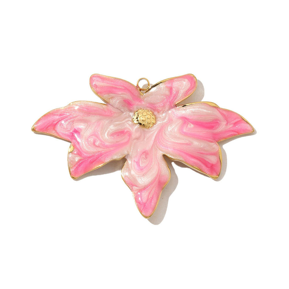 6pcs/pack French Pearl Flower Stainless Steel Necklace Pendant Women Lotus Ginkgo Maple Leaf Earring DIY Charms Daisy Jewelry