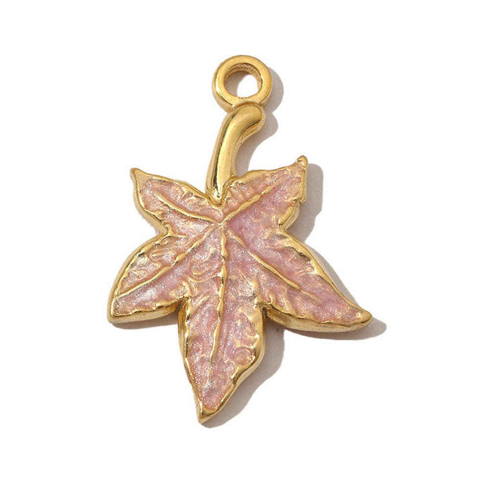 6pcs/pack French Pearl Flower Stainless Steel Necklace Pendant Women Lotus Ginkgo Maple Leaf Earring DIY Charms Daisy Jewelry