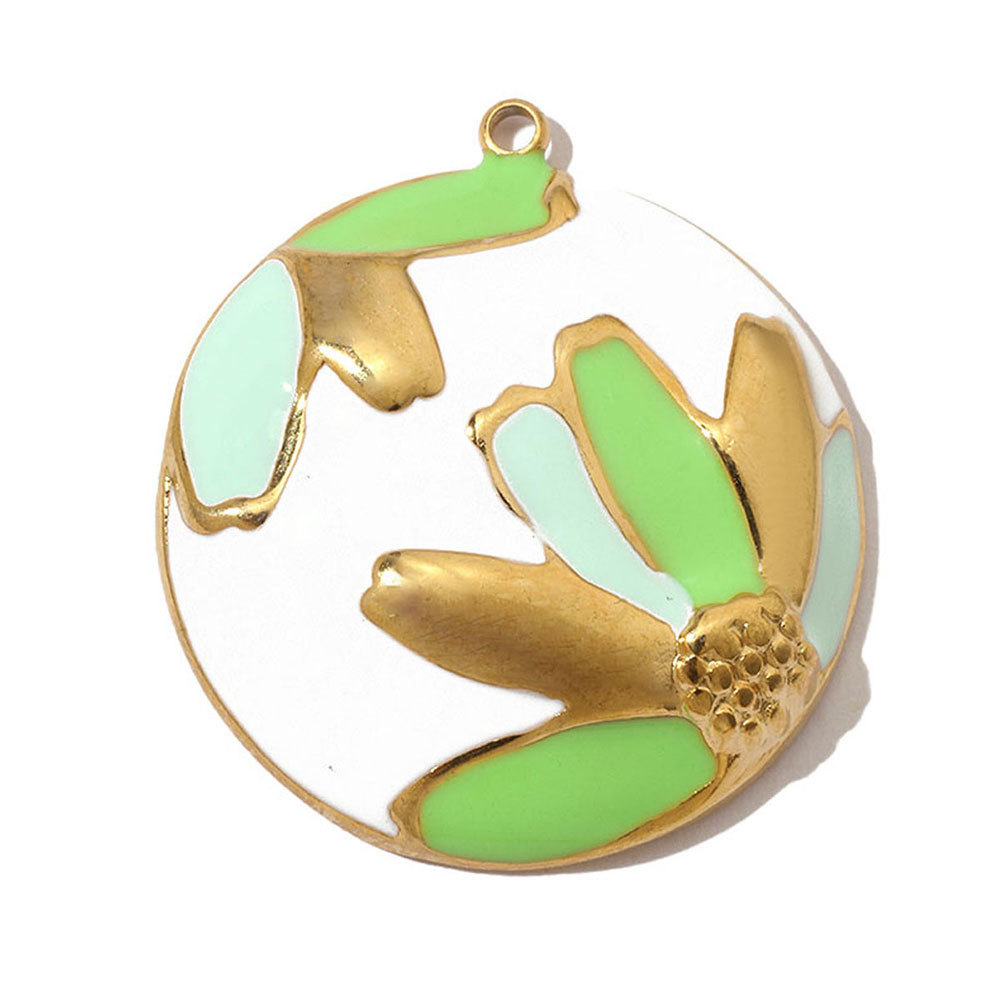 6pcs/pack French Pearl Flower Stainless Steel Necklace Pendant Women Lotus Ginkgo Maple Leaf Earring DIY Charms Daisy Jewelry