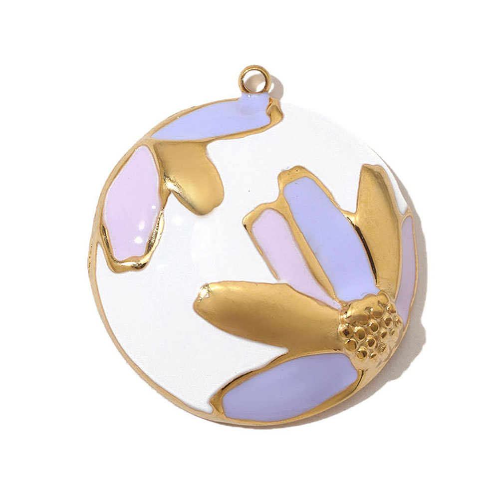 6pcs/pack French Pearl Flower Stainless Steel Necklace Pendant Women Lotus Ginkgo Maple Leaf Earring DIY Charms Daisy Jewelry