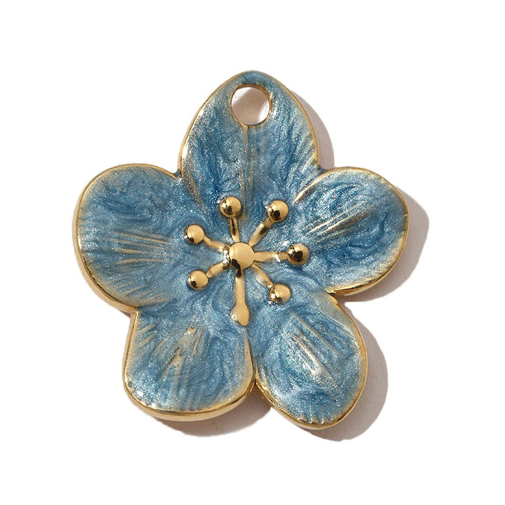 6pcs/pack French Pearl Flower Stainless Steel Necklace Pendant Women Lotus Ginkgo Maple Leaf Earring DIY Charms Daisy Jewelry