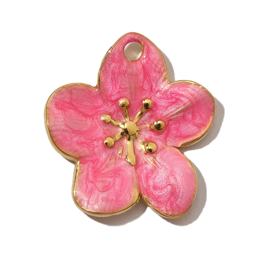 6pcs/pack French Pearl Flower Stainless Steel Necklace Pendant Women Lotus Ginkgo Maple Leaf Earring DIY Charms Daisy Jewelry
