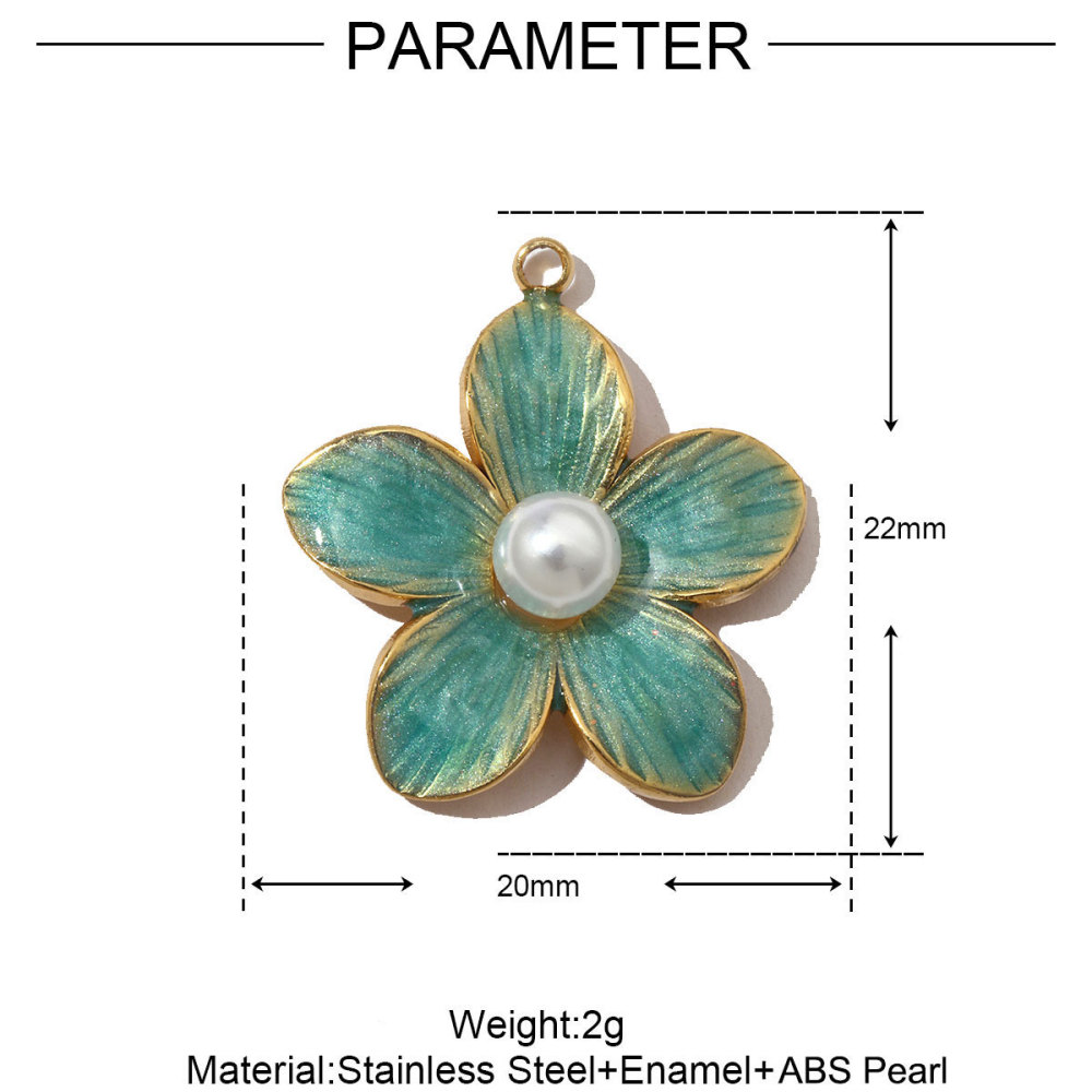 6pcs/pack French Pearl Flower Stainless Steel Necklace Pendant Women Lotus Ginkgo Maple Leaf Earring DIY Charms Daisy Jewelry