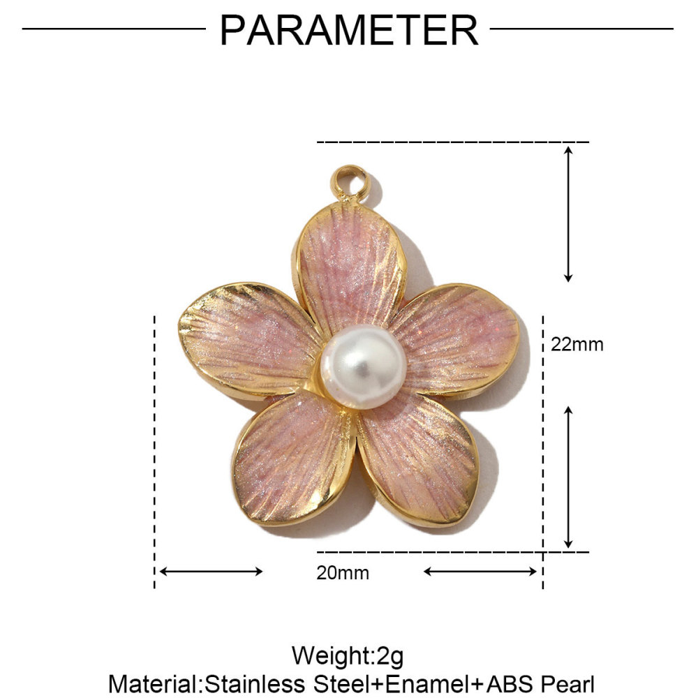 6pcs/pack French Pearl Flower Stainless Steel Necklace Pendant Women Lotus Ginkgo Maple Leaf Earring DIY Charms Daisy Jewelry