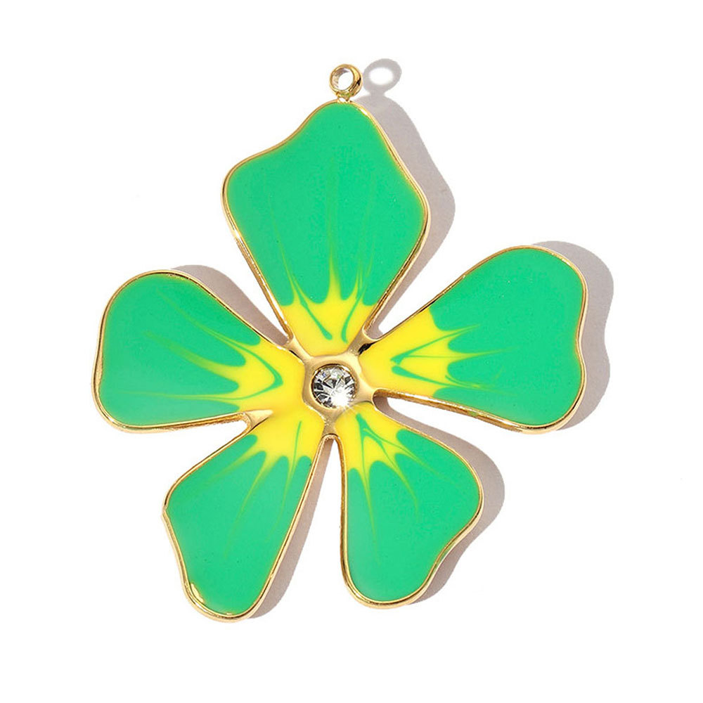 6pcs/pack French Stainless Steel Enamel Flower Earring DIY Charms Women Leaf Clover Necklace Pendant Starfish Jewelry