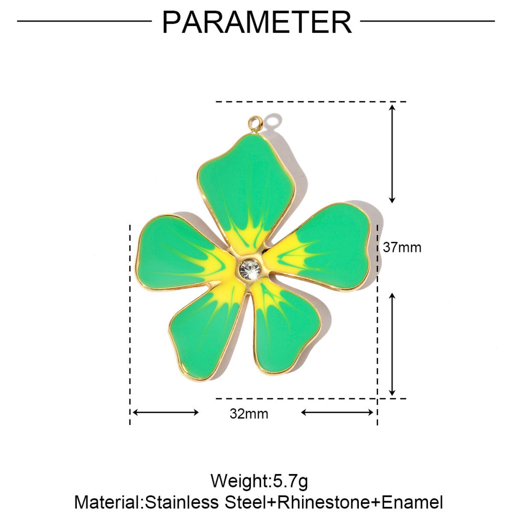6pcs/pack French Stainless Steel Enamel Flower Earring DIY Charms Women Leaf Clover Necklace Pendant Starfish Jewelry