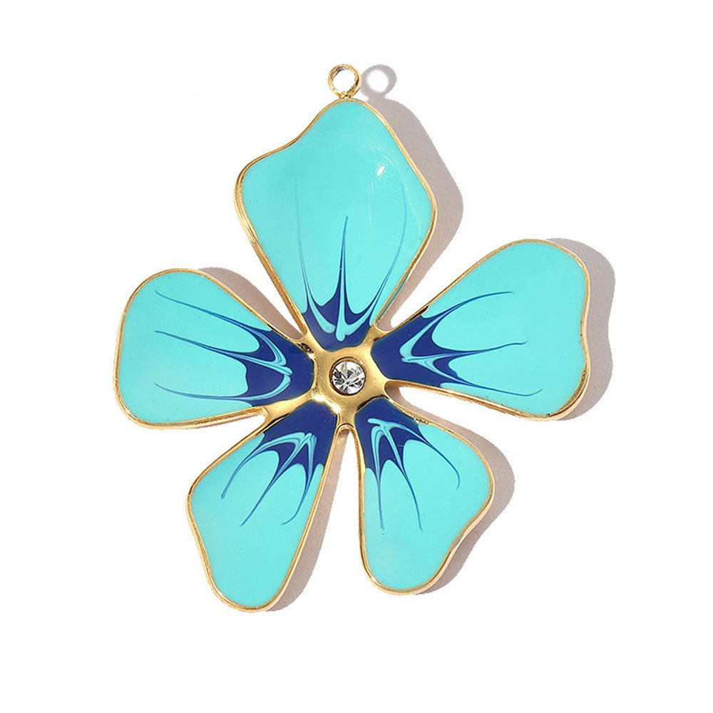 6pcs/pack French Stainless Steel Enamel Flower Earring DIY Charms Women Leaf Clover Necklace Pendant Starfish Jewelry