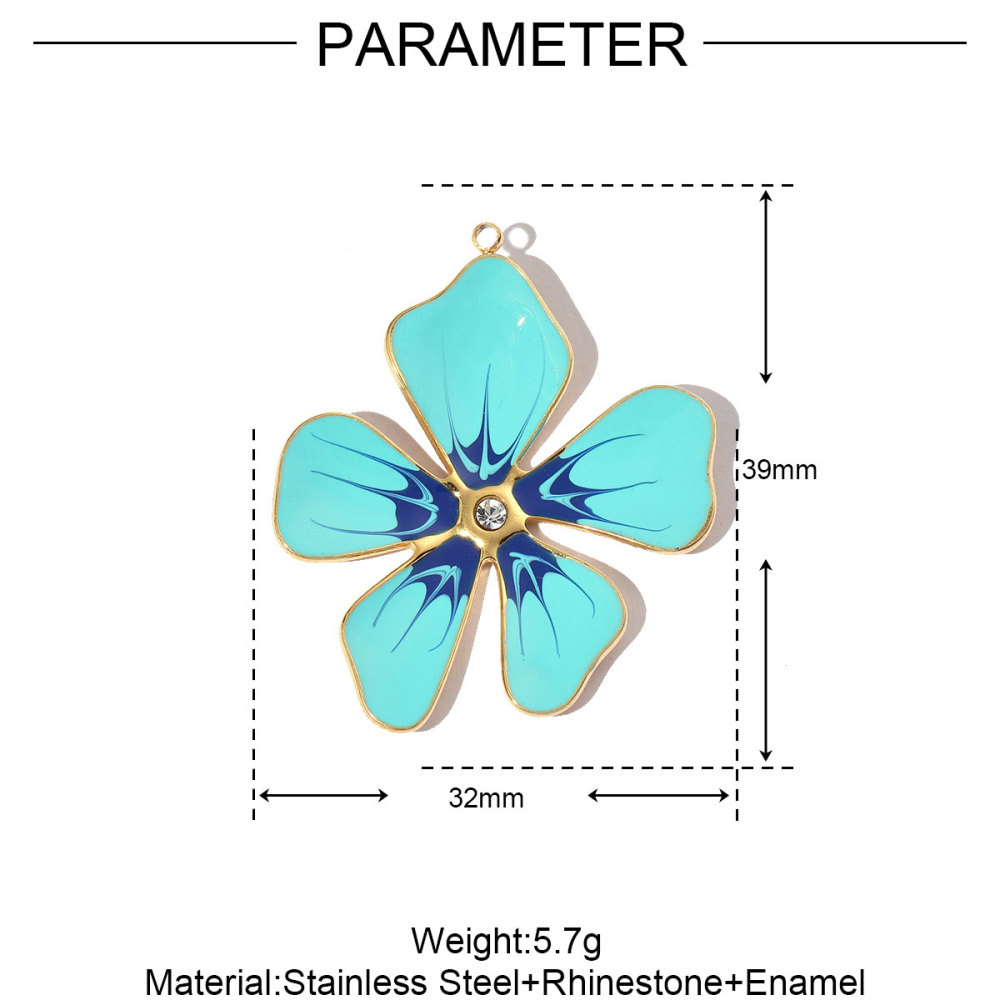 6pcs/pack French Stainless Steel Enamel Flower Earring DIY Charms Women Leaf Clover Necklace Pendant Starfish Jewelry