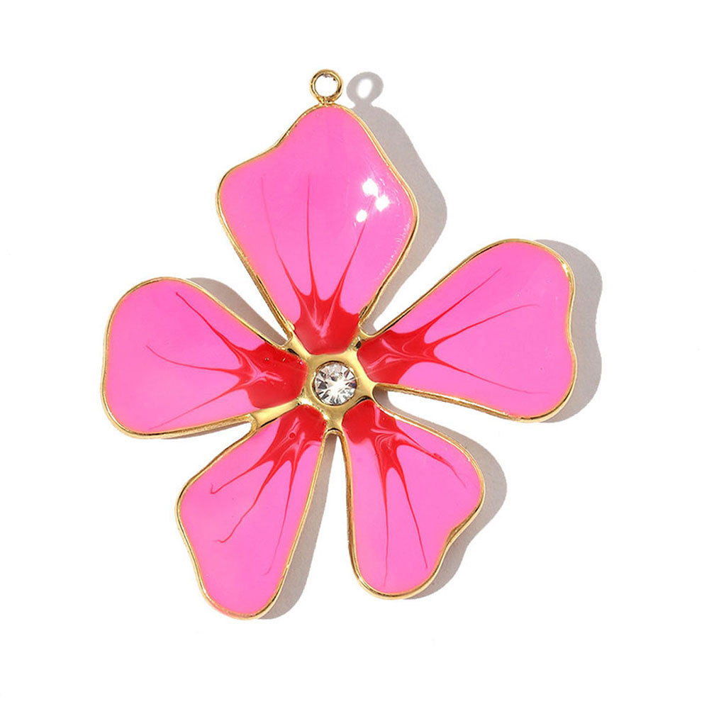 6pcs/pack French Stainless Steel Enamel Flower Earring DIY Charms Women Leaf Clover Necklace Pendant Starfish Jewelry