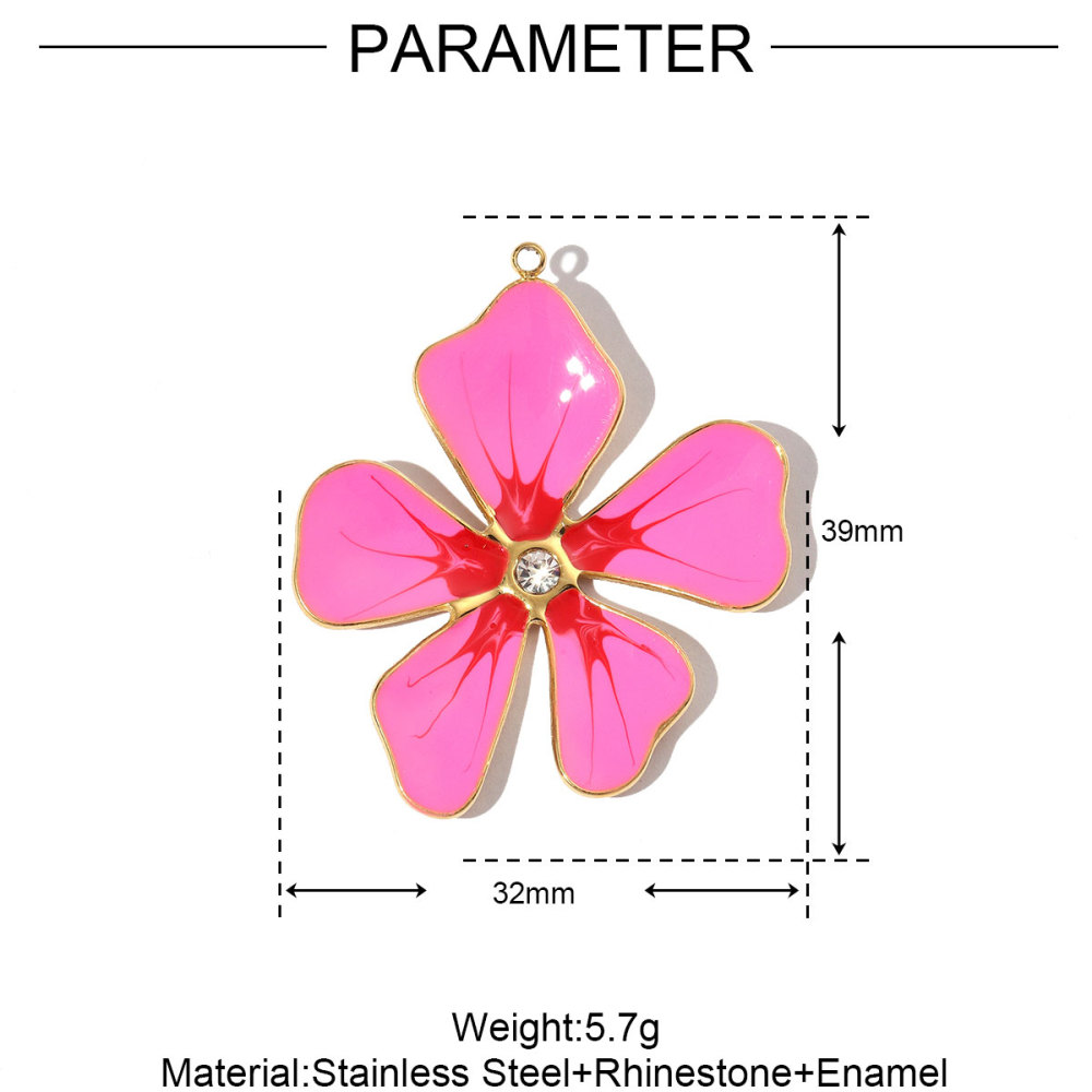 6pcs/pack French Stainless Steel Enamel Flower Earring DIY Charms Women Leaf Clover Necklace Pendant Starfish Jewelry