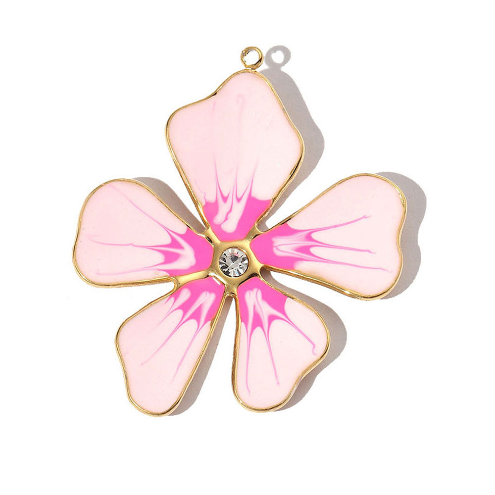 6pcs/pack French Stainless Steel Enamel Flower Earring DIY Charms Women Leaf Clover Necklace Pendant Starfish Jewelry