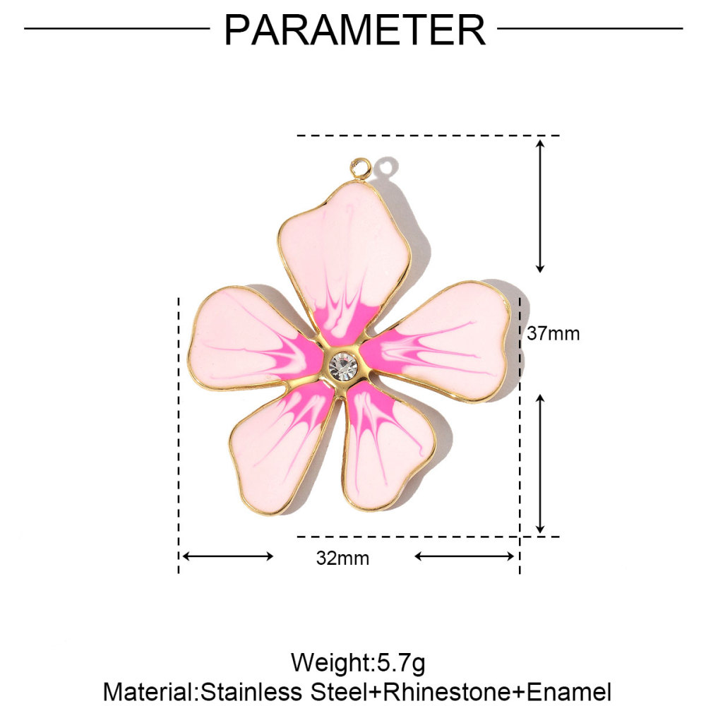 6pcs/pack French Stainless Steel Enamel Flower Earring DIY Charms Women Leaf Clover Necklace Pendant Starfish Jewelry