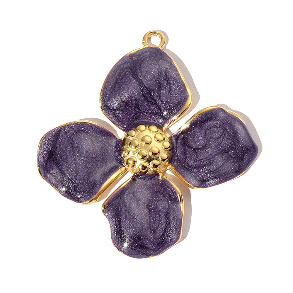 6pcs/pack French Stainless Steel Enamel Flower Earring DIY Charms Women Leaf Clover Necklace Pendant Starfish Jewelry