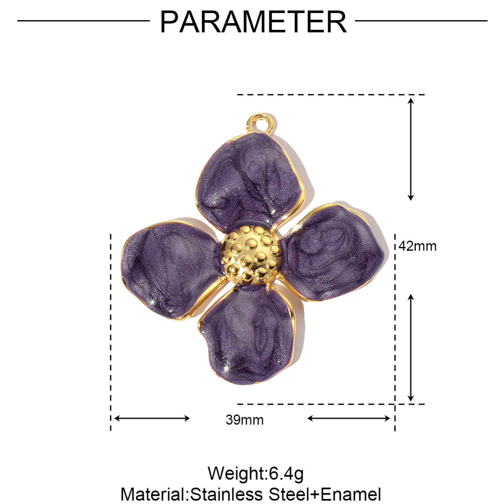 6pcs/pack French Stainless Steel Enamel Flower Earring DIY Charms Women Leaf Clover Necklace Pendant Starfish Jewelry