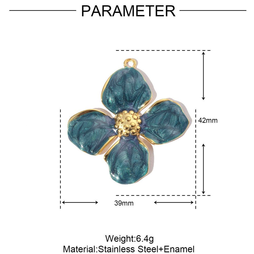 6pcs/pack French Stainless Steel Enamel Flower Earring DIY Charms Women Leaf Clover Necklace Pendant Starfish Jewelry