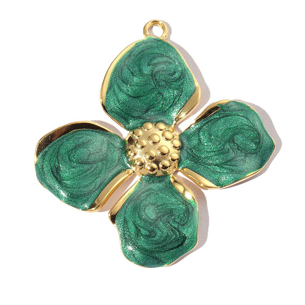 6pcs/pack French Stainless Steel Enamel Flower Earring DIY Charms Women Leaf Clover Necklace Pendant Starfish Jewelry