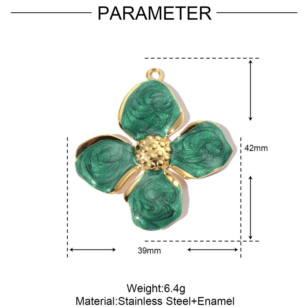 6pcs/pack French Stainless Steel Enamel Flower Earring DIY Charms Women Leaf Clover Necklace Pendant Starfish Jewelry