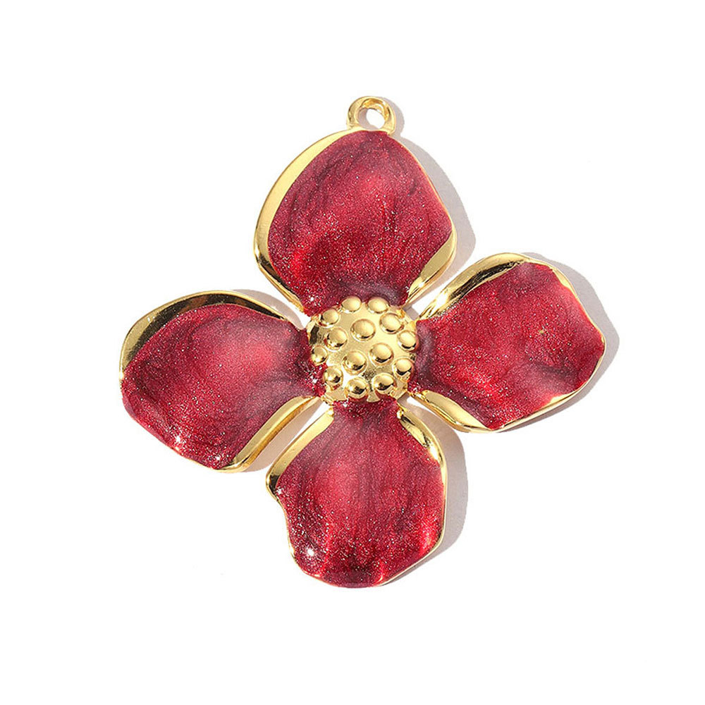 6pcs/pack French Stainless Steel Enamel Flower Earring DIY Charms Women Leaf Clover Necklace Pendant Starfish Jewelry